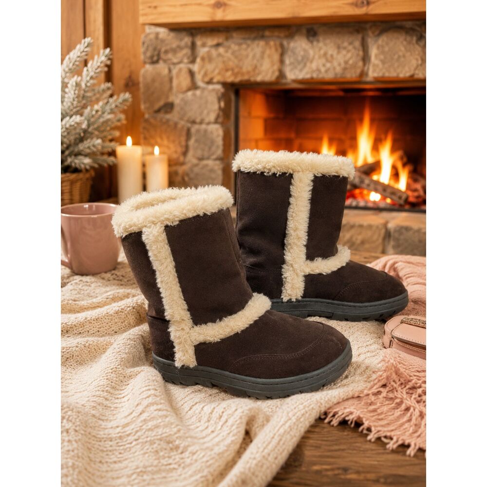 Y2K Vintage Sonoma Shearling Faux Suede Boots 8 Cozycore Cabincore Winter Basics